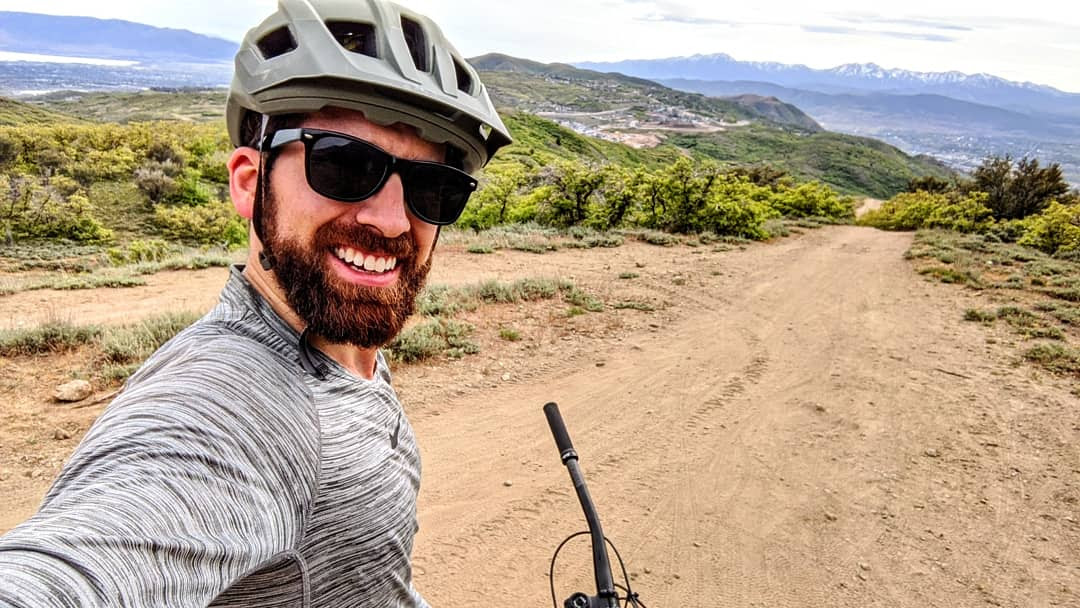 Hustle participant Hunter Dunn on a mountain bike in Utah